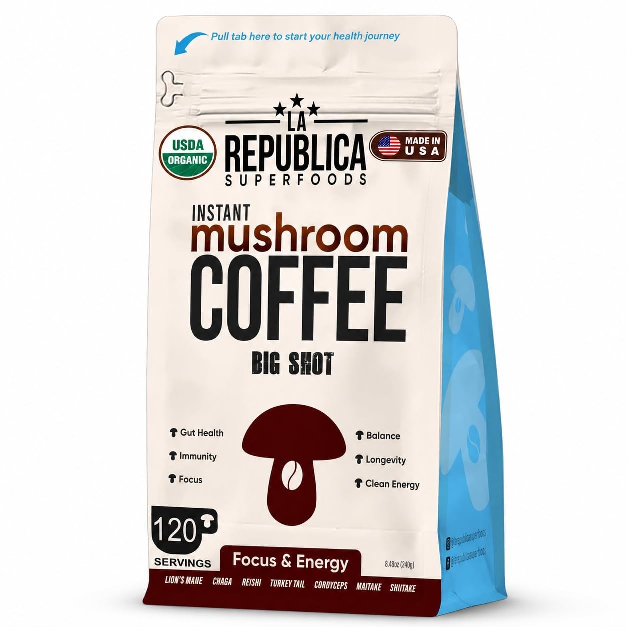 La Republica Organic Instant Mushroom Coffee, 120 Servings