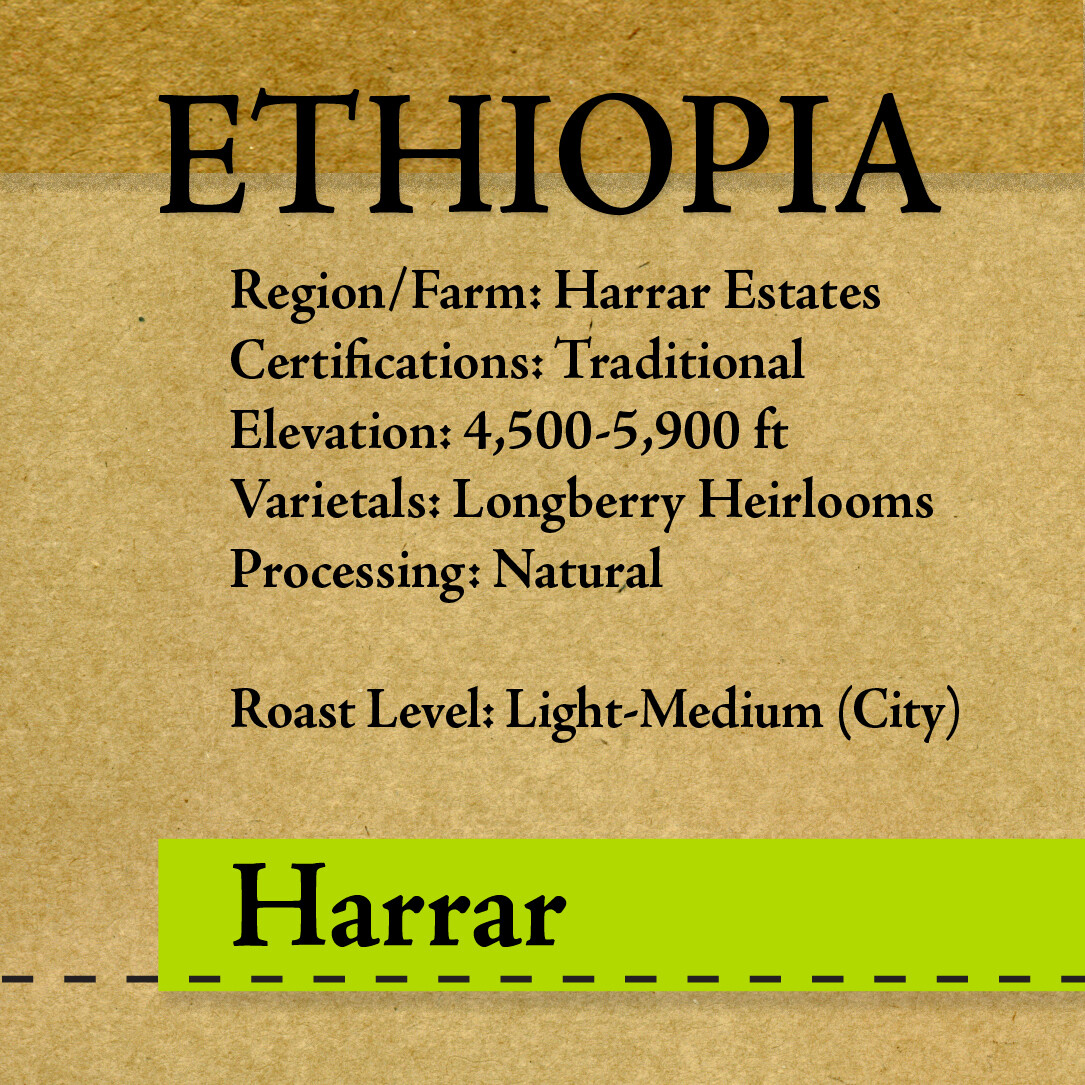 Ethiopia, Natural Genuine Longberry Harrar – “Roasted Coffee, Upon Order”