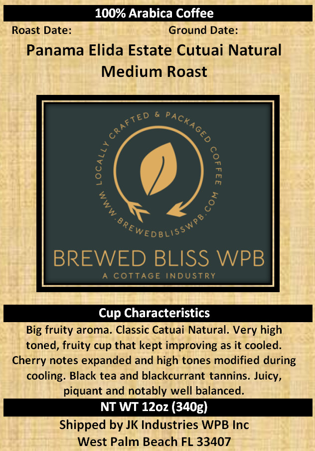 Roasted on Demand Coffee: Panama Elida Estate Catuai Natural