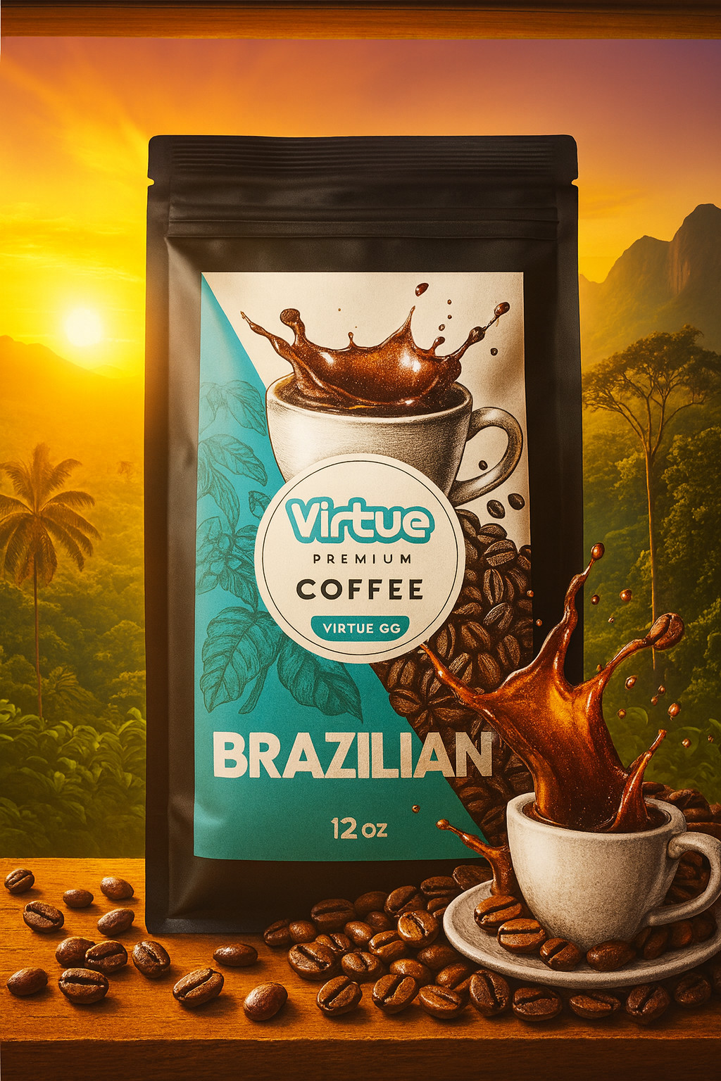 Brazilian Dark Roast Coffee 16oz – Ground/Whole Bean – Smooth Flavor – Fast Ship