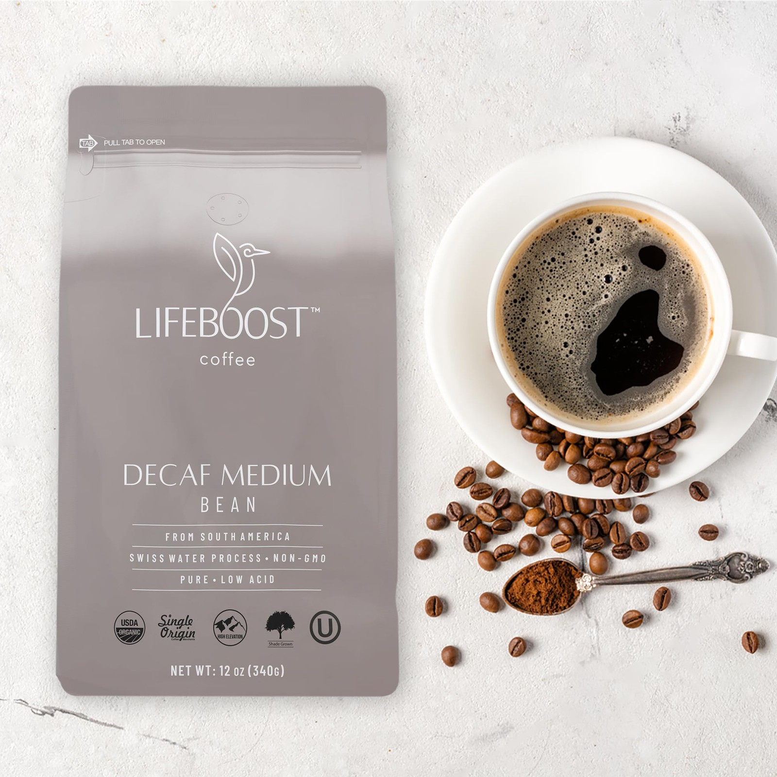 Medium Roast Swiss Water Decaf Whole Bean Coffee – Low Acid Organic Decaf Cof…