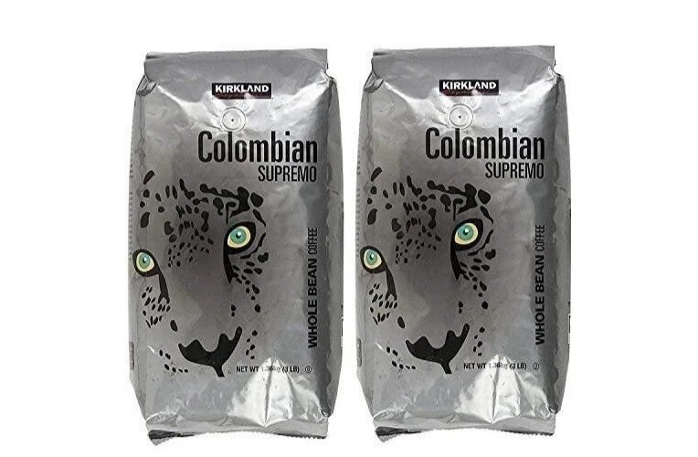 (2 Pack) Kirkland Signature Colombian Supremo Whole Bean Coffee, 3lbs