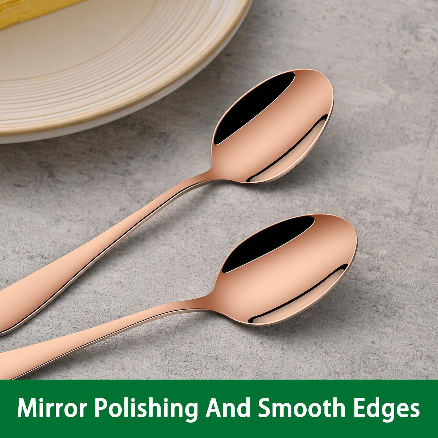 5.5 Inch Rose Gold Coffee & Tea Spoons,Set of 8 Stainless Steel Copper Small Dem