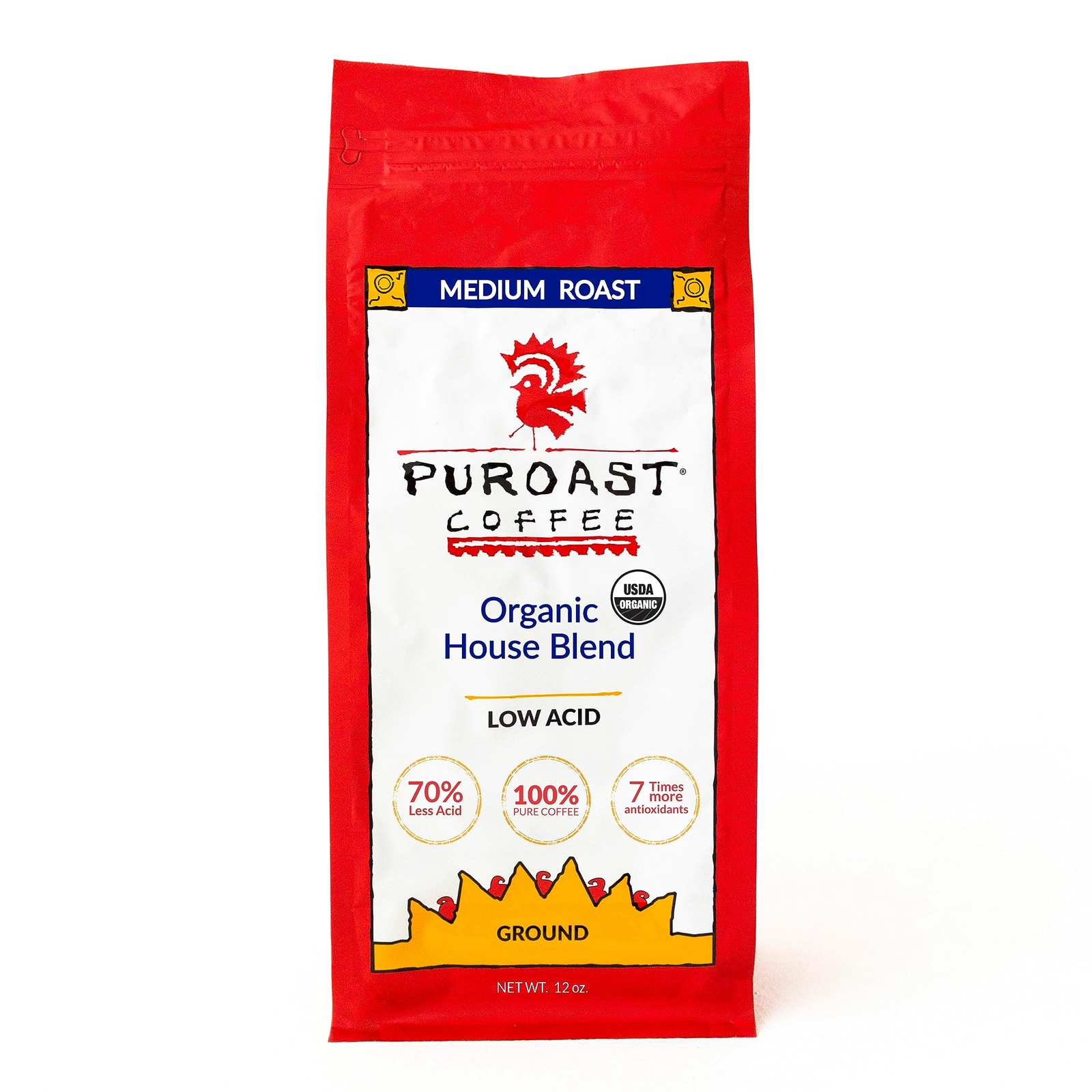 Puroast Low Acid Organic Coffee 12oz Medium Roast
