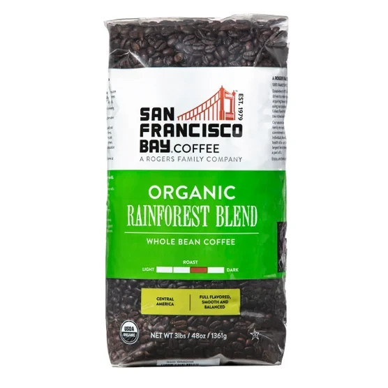 San Francisco Bay Organic Rainforest Blend Whole Bean Coffee 3 lbs, 2-pack 6LB