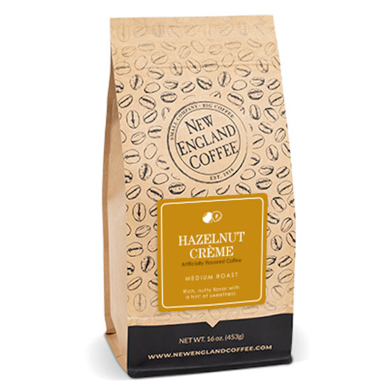 NEW ENGLAND COFFEE HAZELNUT CREME WHOLE BEAN COFFEE 16OZ