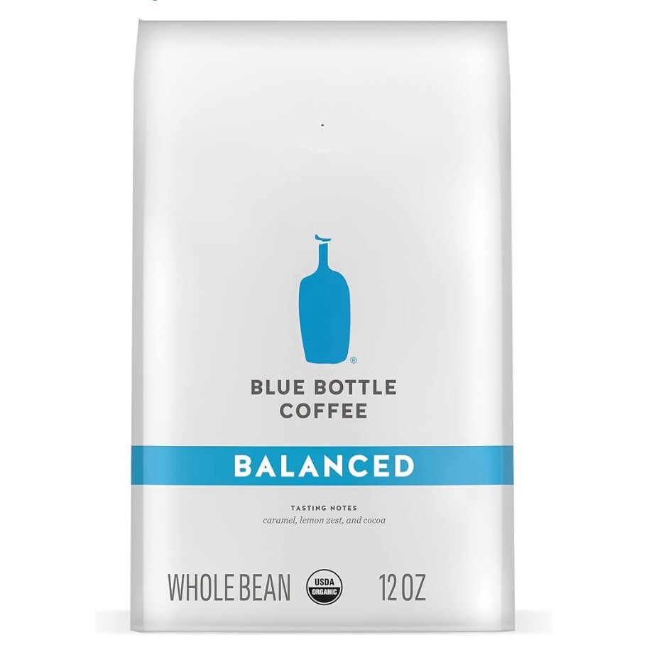 Blue Bottle Whole Bean Organic Coffee, Balanced, Medium Roast, 12 Ounce bag Pack