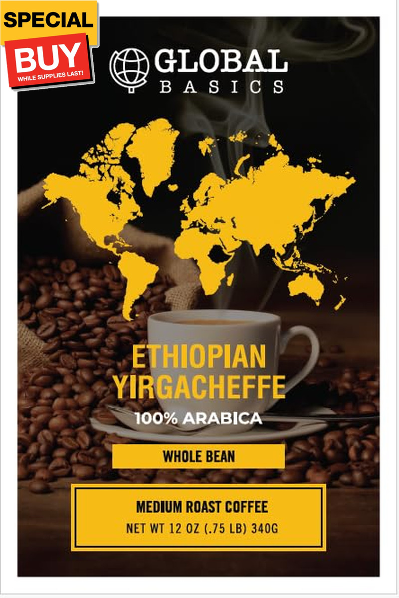 Ethiopian Yirgacheffe Whole Bean 12 Ounce Coffee – Medium Roast – Ehiopian Coffe