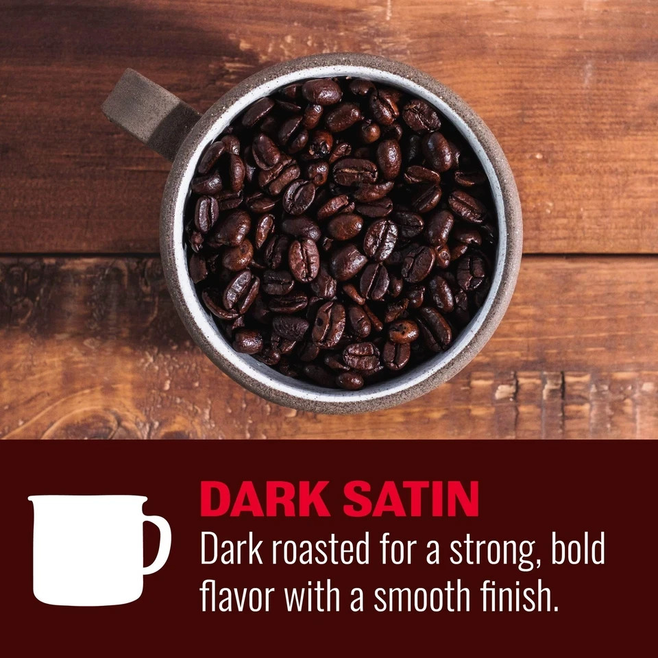 Hills Bros. Dark Satin Whole Bean Coffee – Rich and Bold 24 Ounce (Pack of 1)