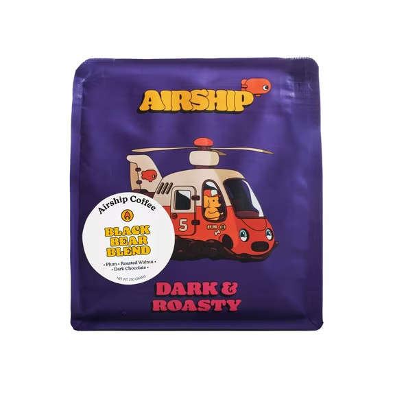 Airship Black Bear, Specialty Coffee, Dark Roast, Whole Coffee Beans, 8.8 oz, Be