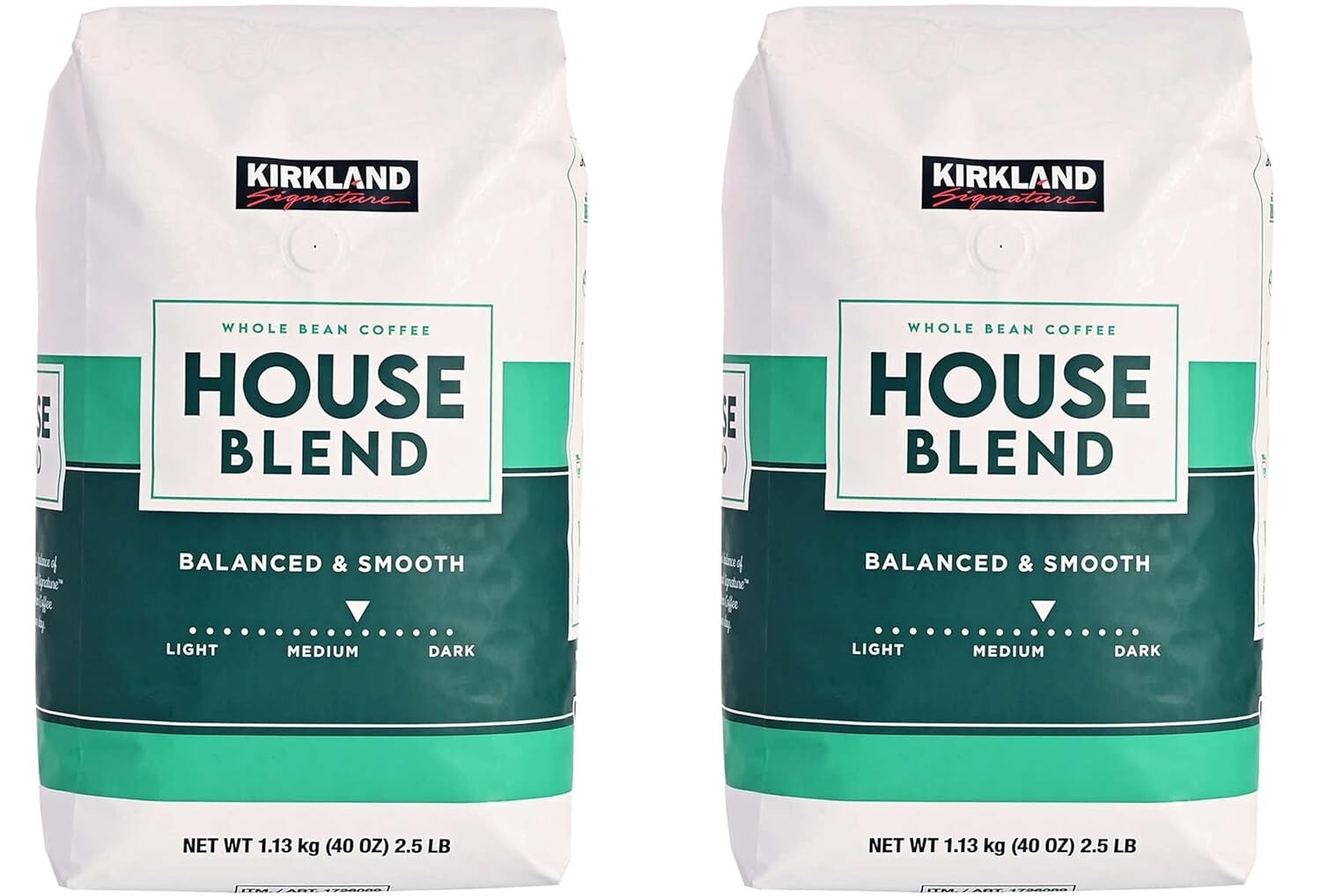 2 Packs Kirkland Starbucks House Blend Medium Roast Whole Bean Coffee 2 LB Each