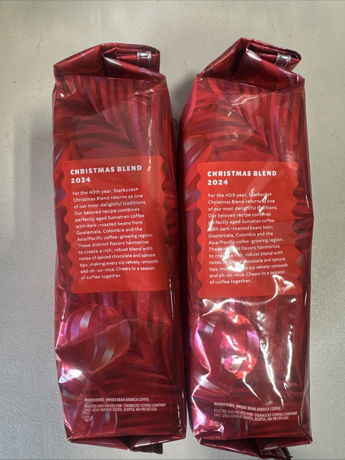 Starbucks Whole Bean Coffee Christmas Blend 2024 16 oz – BB APRL25 – Lot of 2