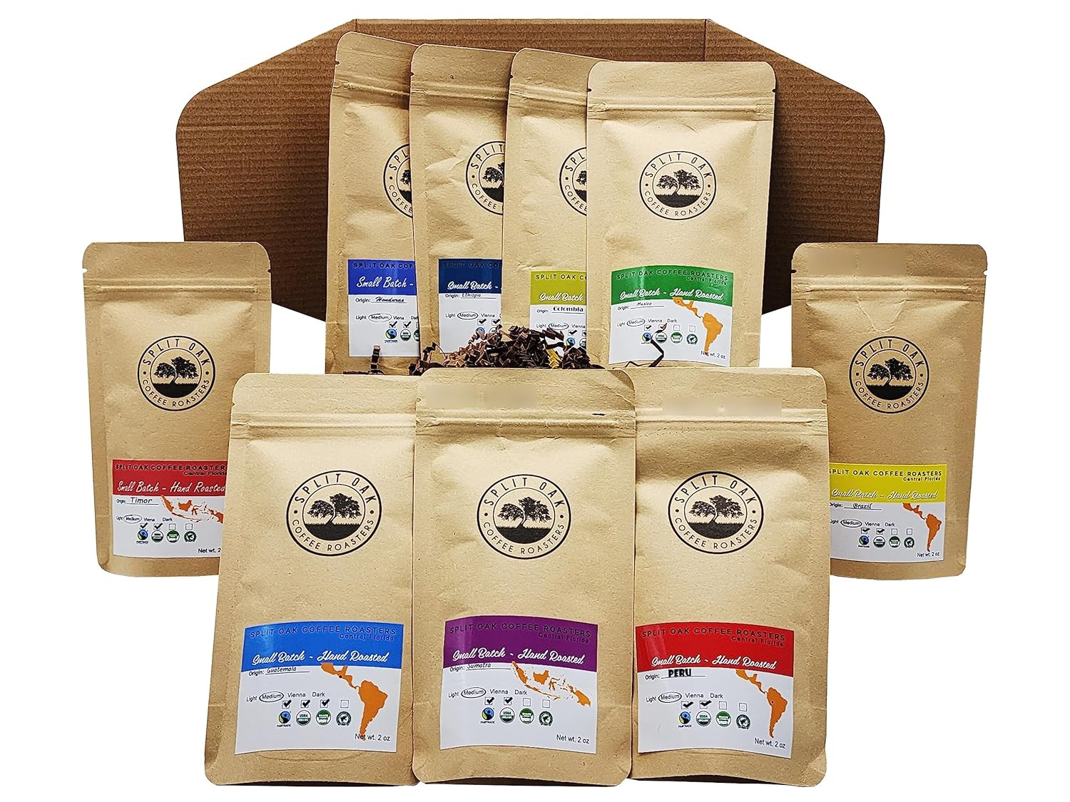 Gourmet Gift Box – Whole Bean Variety Pack Gift Box, 9 Medium Roast Coffees from