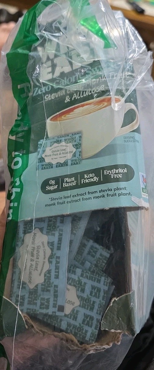 Whole Earth Sweetener Stevia Monk Fruit Erythritol Packets Sugar Substitute 400