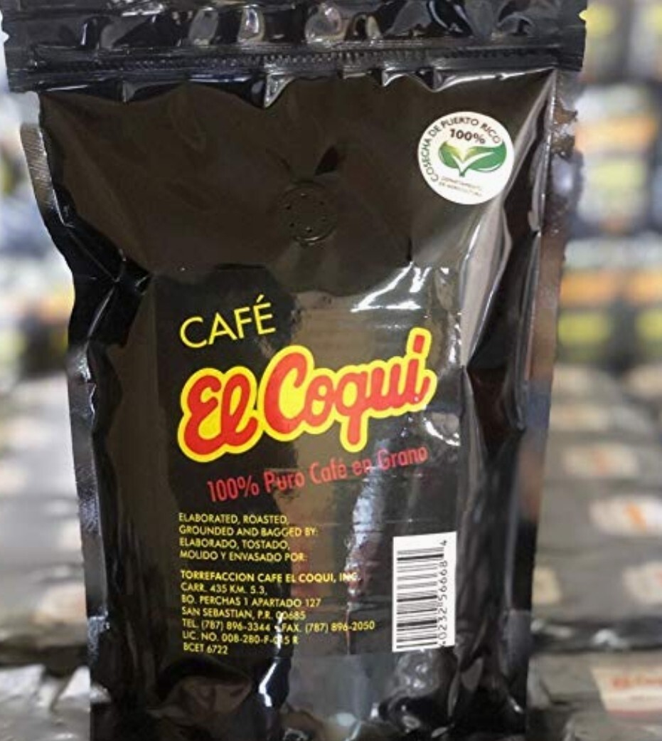 EL COQUI 100% Pure Puerto Rican Whole Bean Coffee 1 lb. PK FREE FAST SHIPPING!