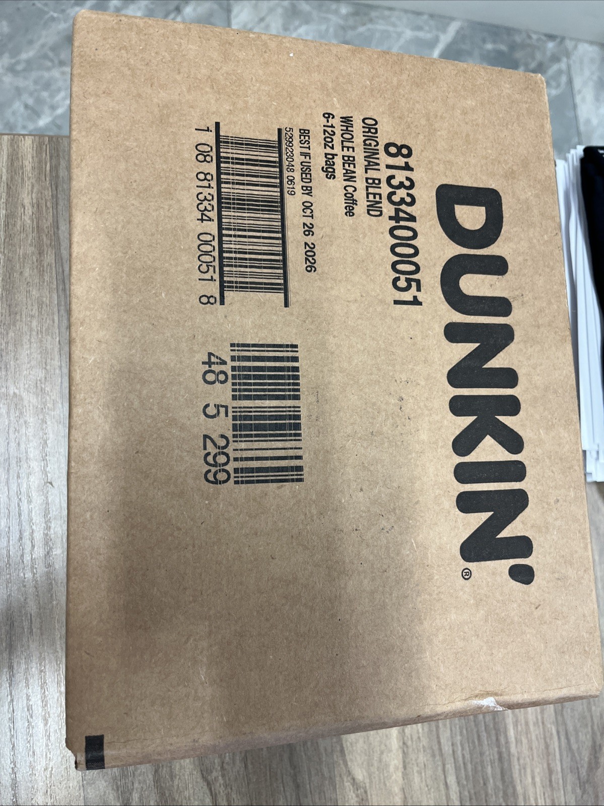 Dunkin’ Original Blend Whole Bean Coffee, Medium Roast, 12 Oz Bag