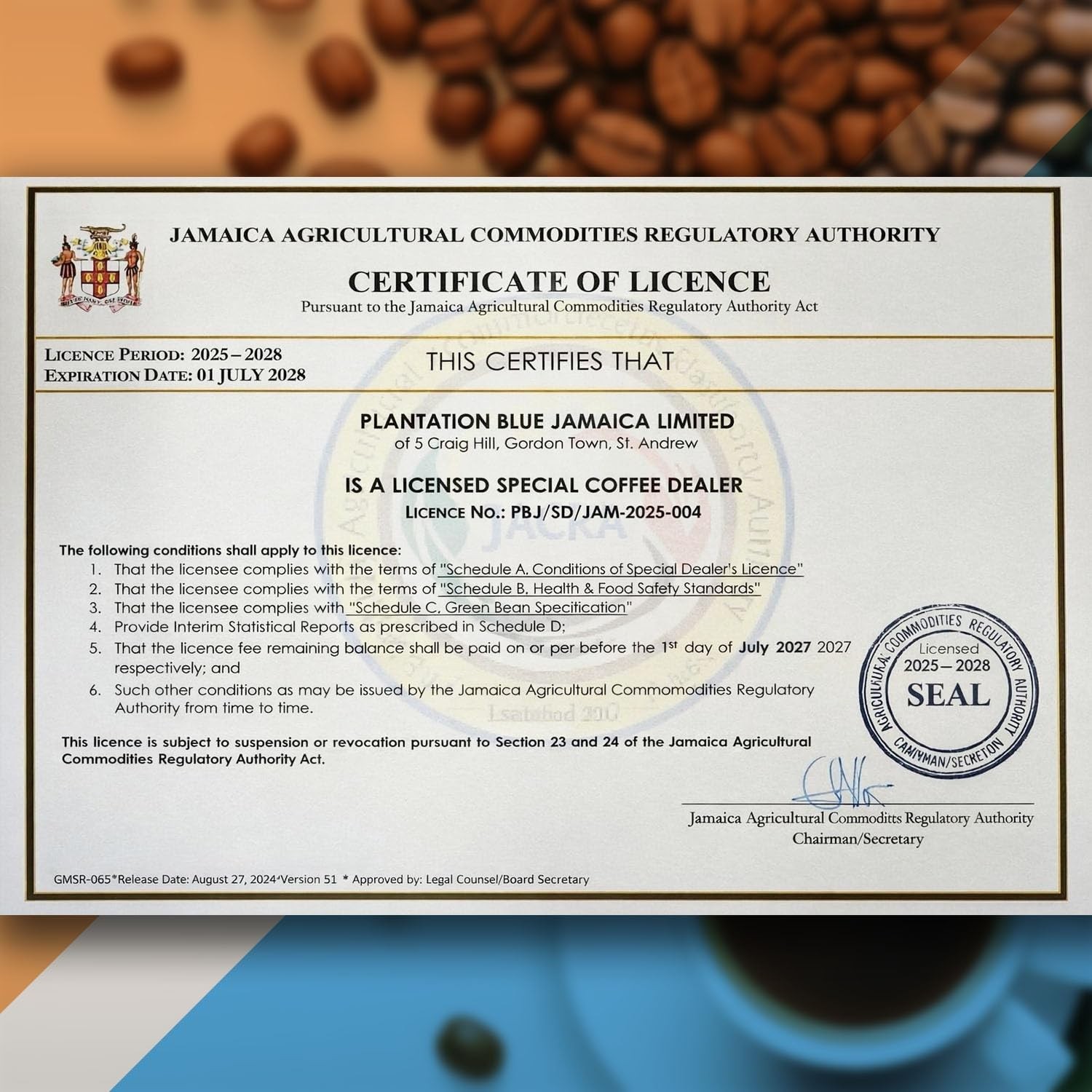 Plantation Blue 100% Blue Mountain Coffee Medium Roast Whole Beans from Jamai…