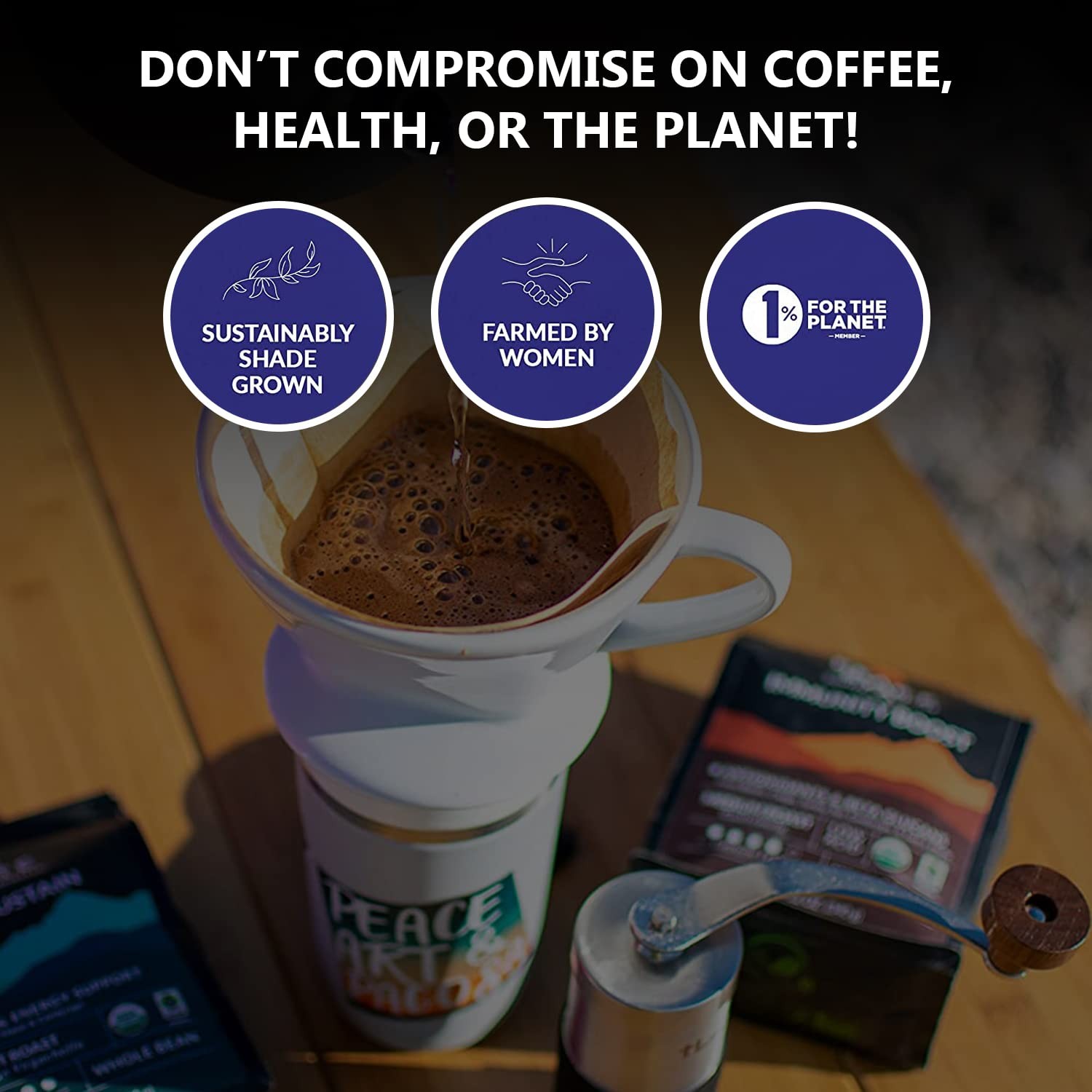 Peak State Coffee with Benefits – Mushroom Coffee Organic Beans – STRESS LESS…