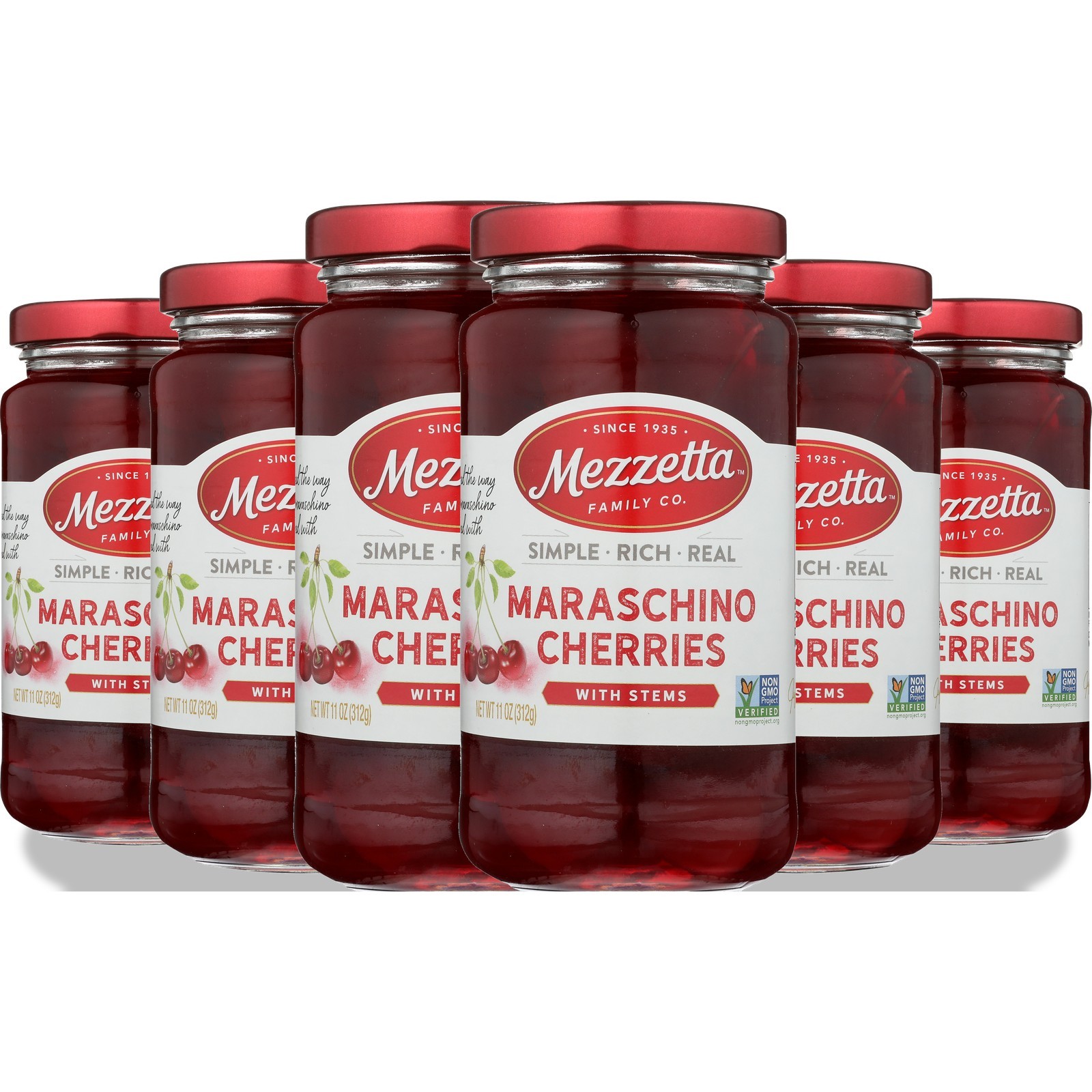 Maraschino Cherries With Stems By Mezzetta 11 Oz Juice 6 Pack