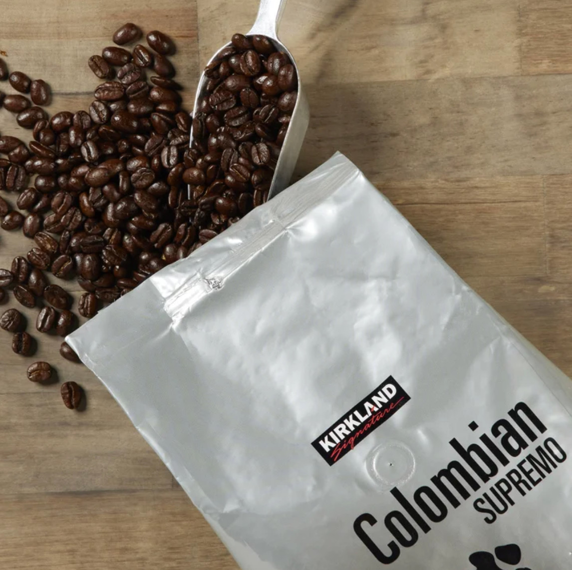 Kirkland Signature Colombian Supremo Coffee, Whole Bean, 3 lbs Medium Roast.