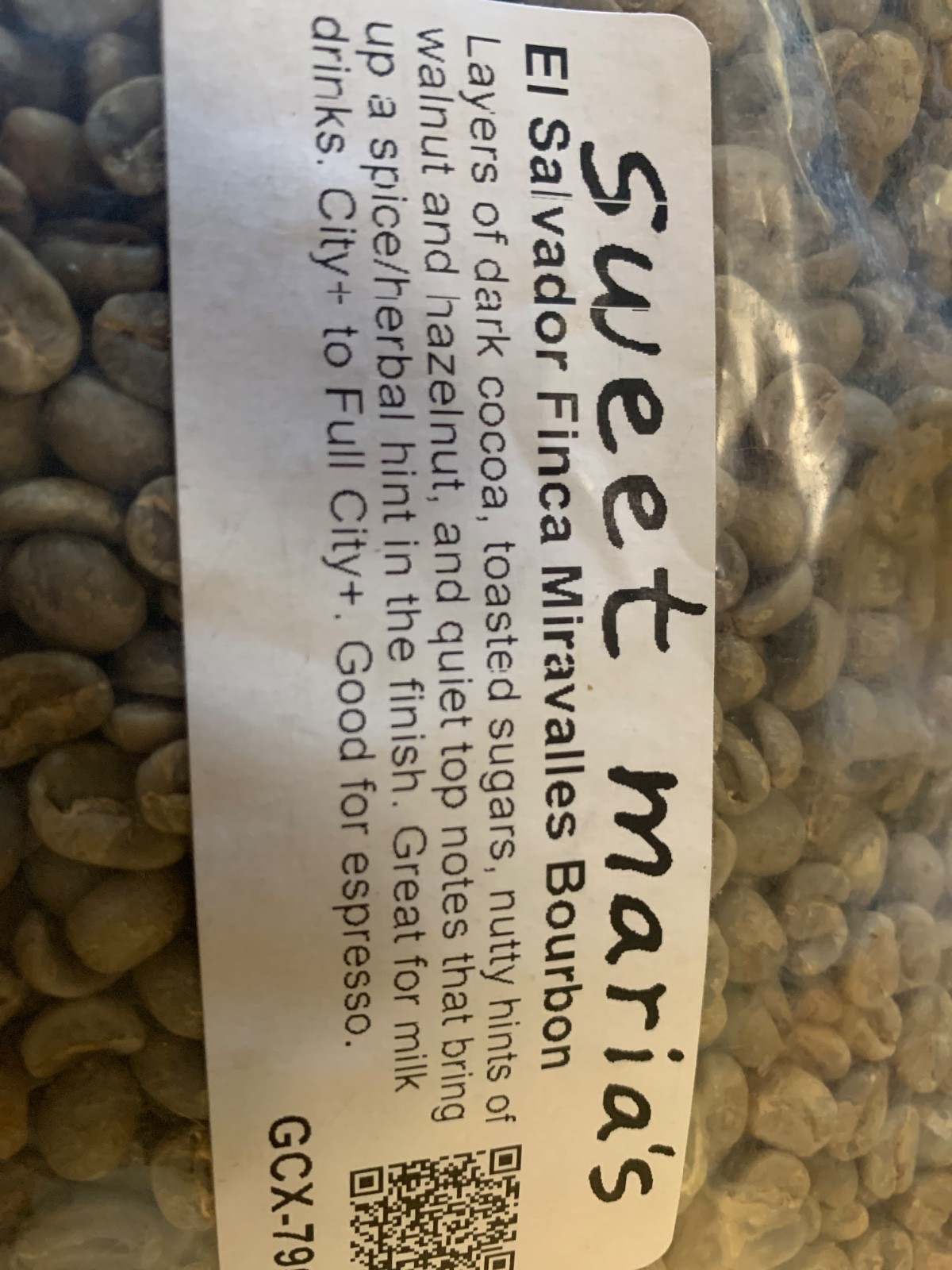 sweet marias coffee beans. 5 pounds . el salvadore finca miravalles bourbon