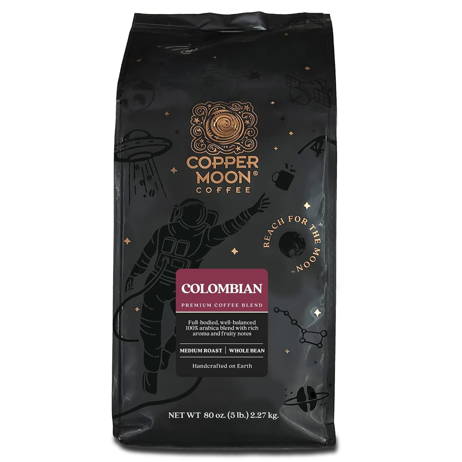 Medium Roast Whole Bean Coffee, Colombian Blend, 2 Lb