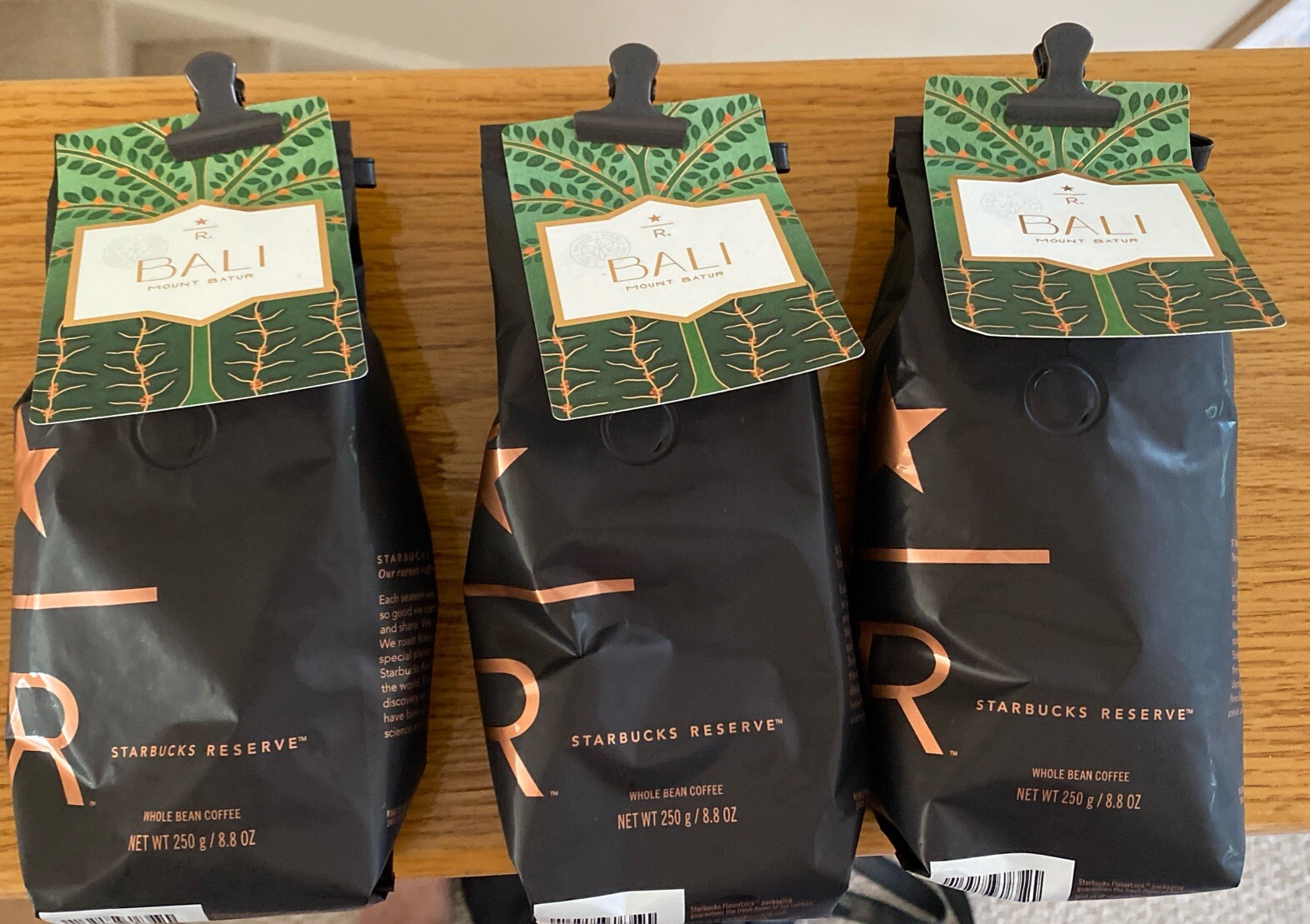 Starbucks 3 Bali Mount Coffee Beans- 8 Oz Bags- 24 Oz Total