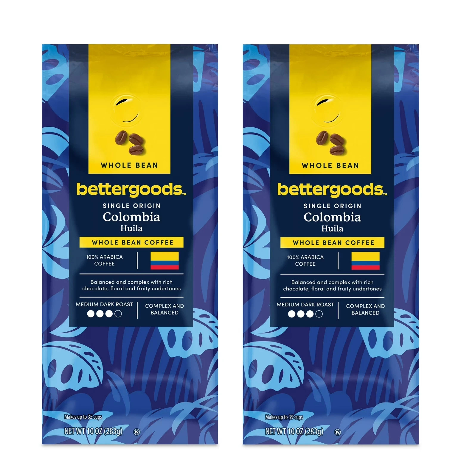 bettergoods Single Origin Colombia Whole Bean Coffee, Medium Dark Roast, 10 Oz.