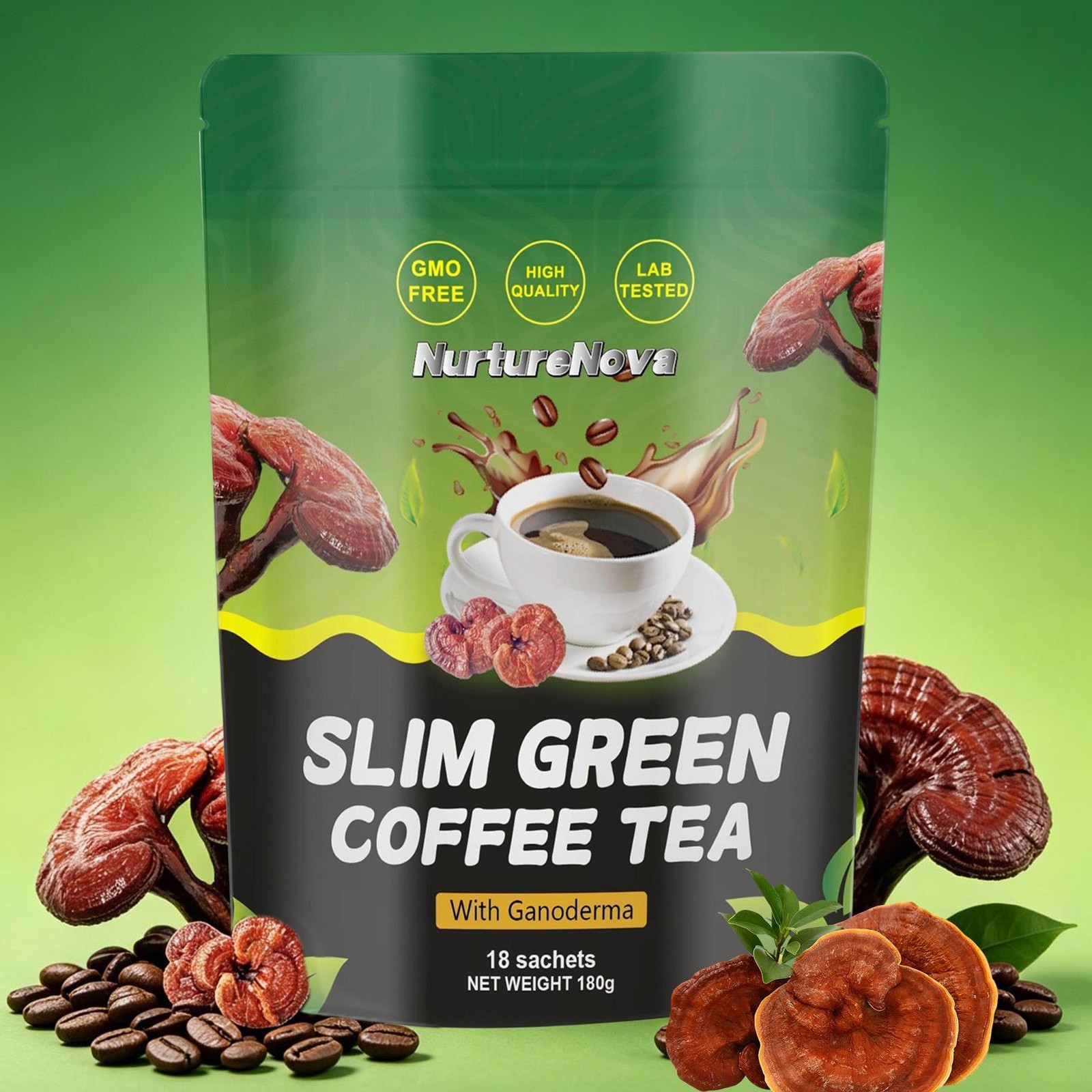 SLIM Green Coffee Ganoderma WEIGHT LOSS Control Detox Tea – USA Seller 18 Pcs