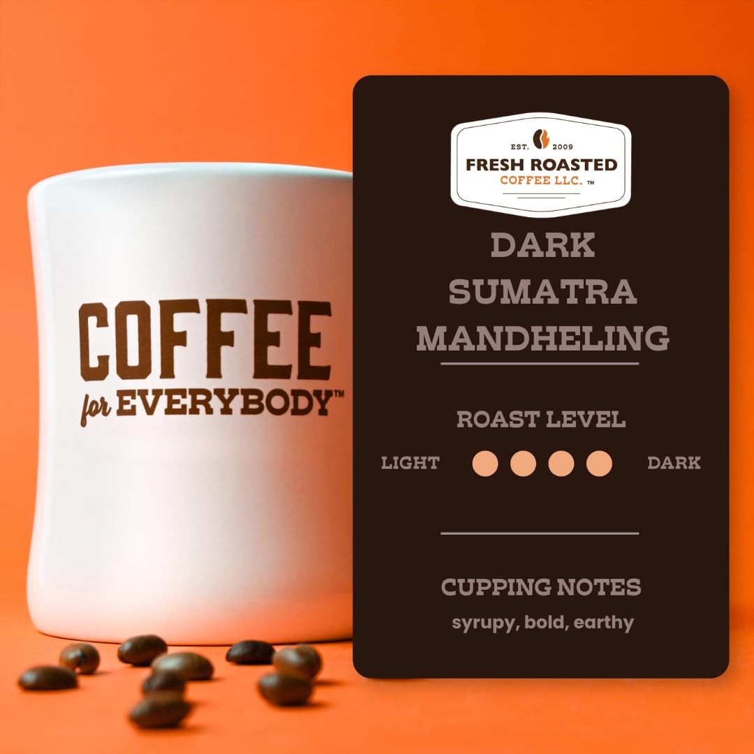 Fresh Roasted Coffee, Dark Sumatra Mandheling, 2 lb (32 oz), Dark Roast, Kosher,