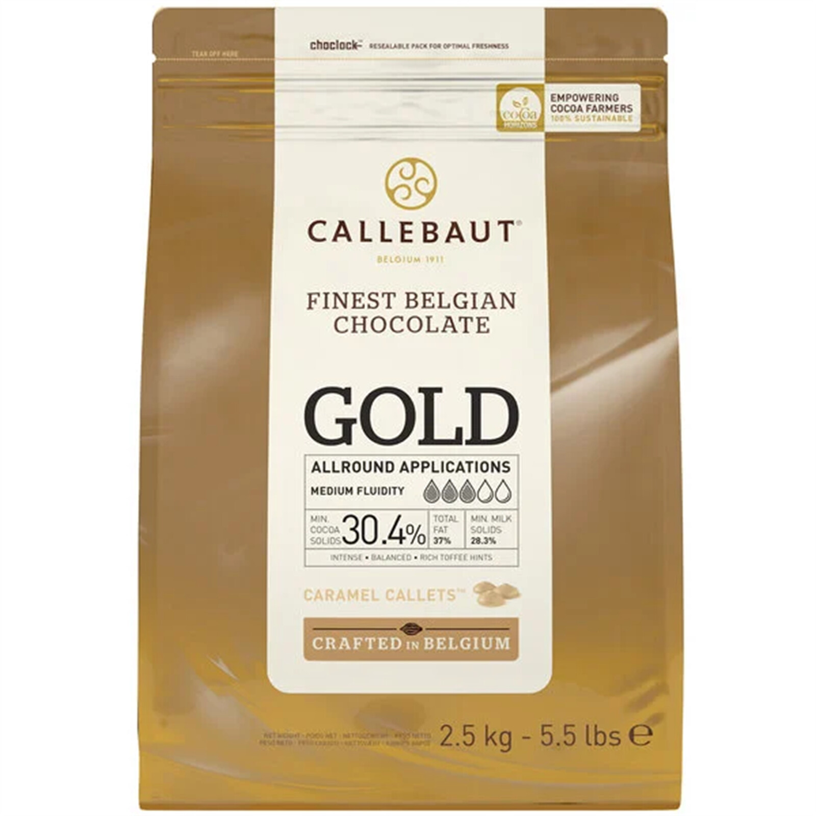 Callebaut Gold Caramelized White Chocolate Callets? 5.5 lb. WS-409CGOLDU75