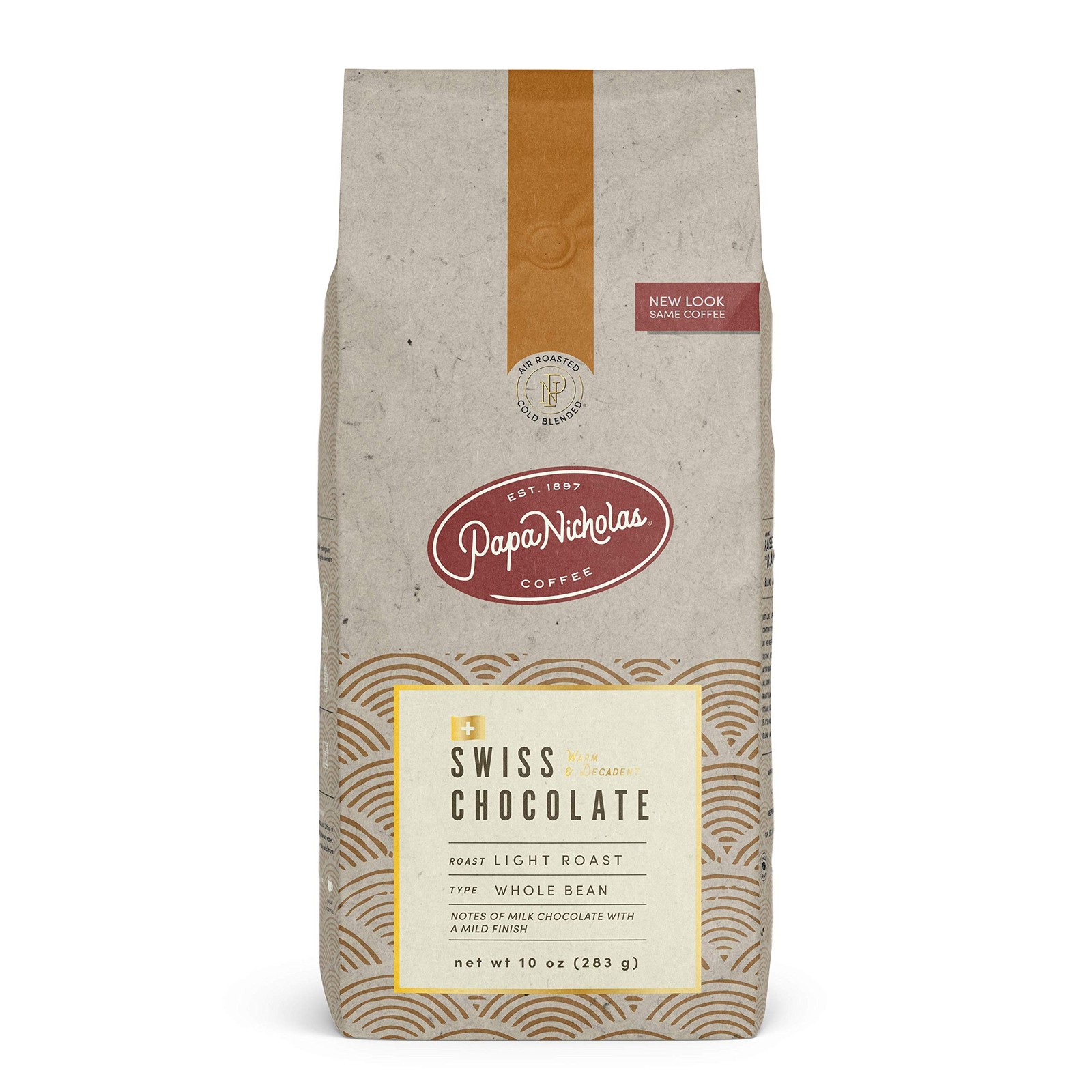 10 Ounce Whole Bean Coffee, Swiss Chocolate, Flavored, Arabica, Medium Roast