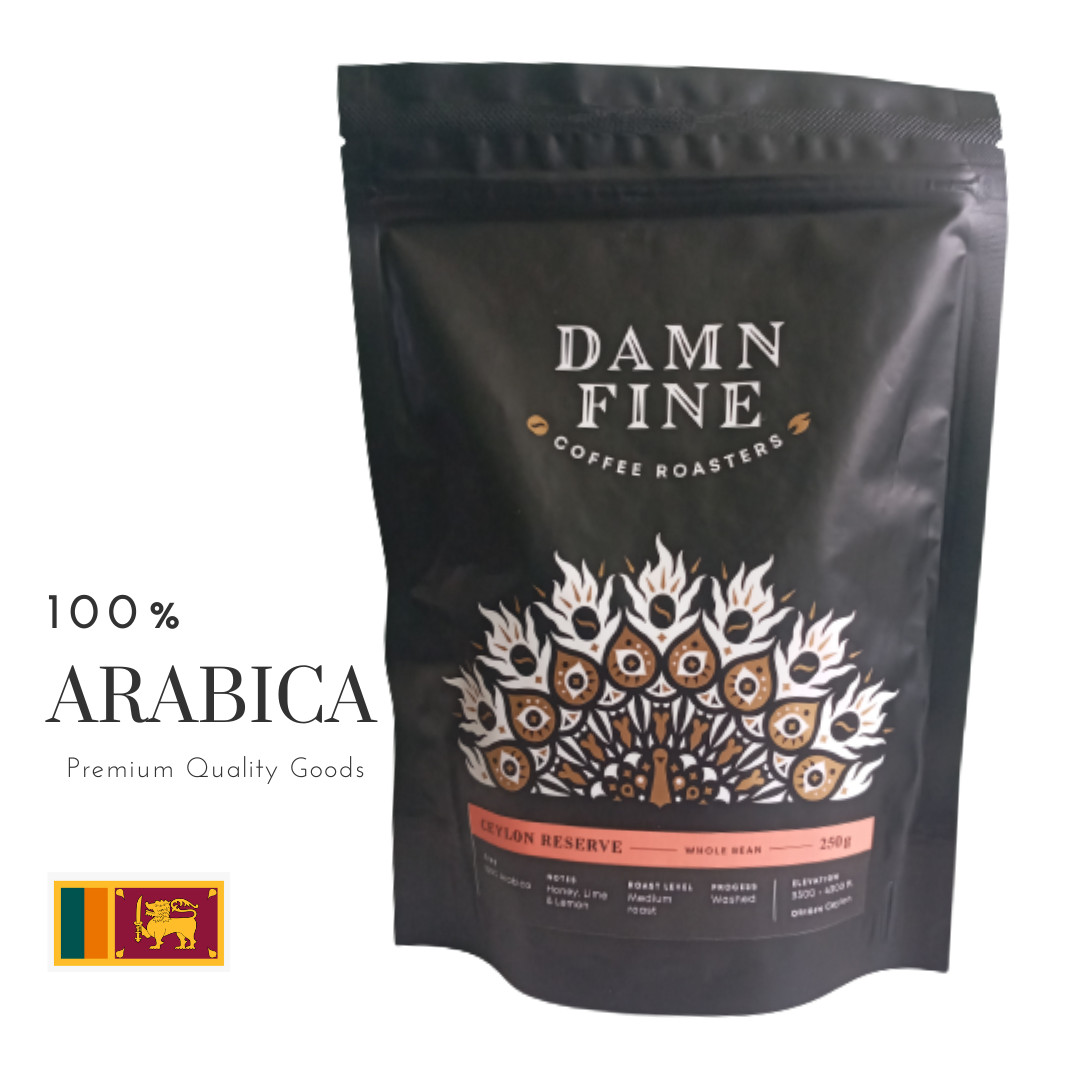 DAMN FINE CEYLON COFFEE WHOLE BEAN 100% ARABICA MEDIUM ROAST