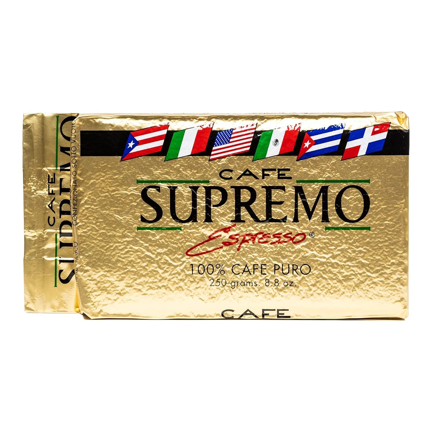Cafe Supremo 100% Espresso Coffee, Dark Roast Latin Flavor Vacuum Sealed – 8.8oz