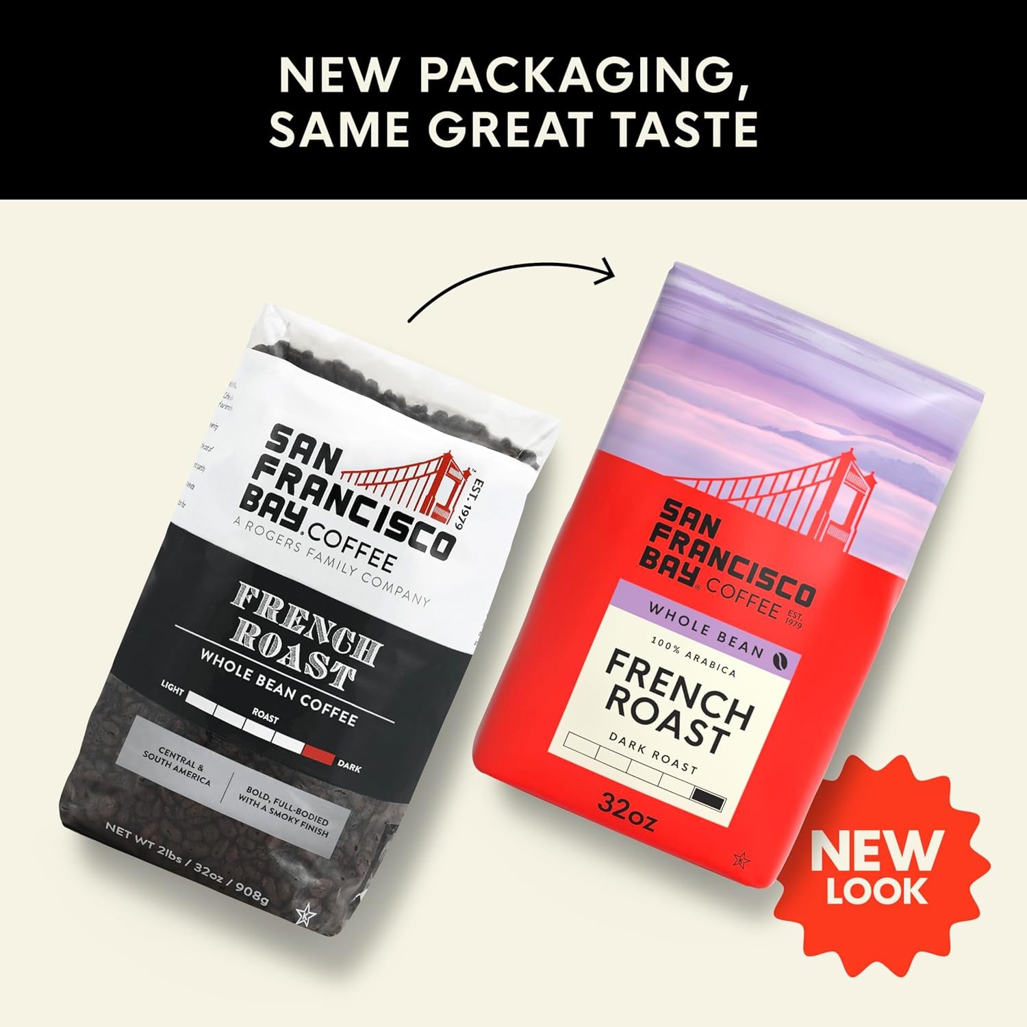 San Francisco Bay Coffee – Dark Roast Whole Bean Coffee – French Roast (2 lb bag