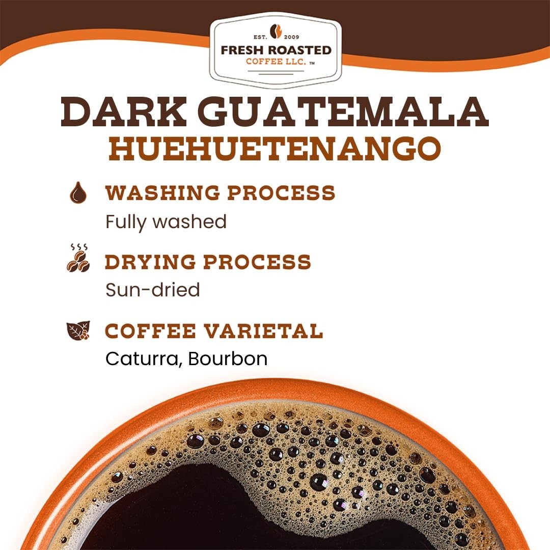 Dark Guatemala Huehuetenango Whole Bean Coffee – Fresh Roasted, Dark Roast, 2 lb