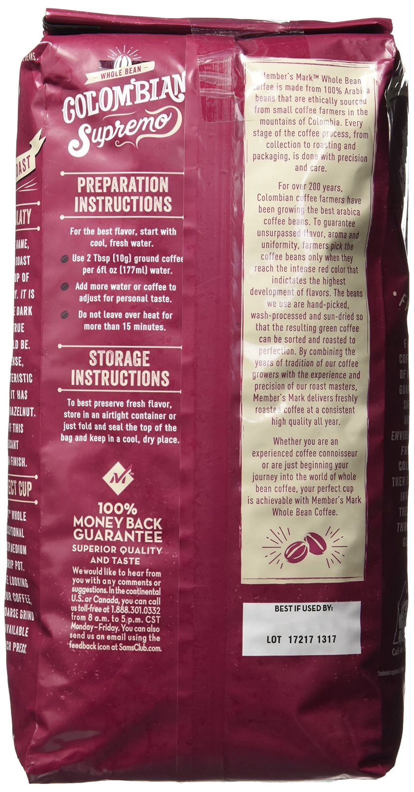 Member’s Mark Colombian Supremo Whole Bean Coffee (40 OZ), Sweet Chocolate &
