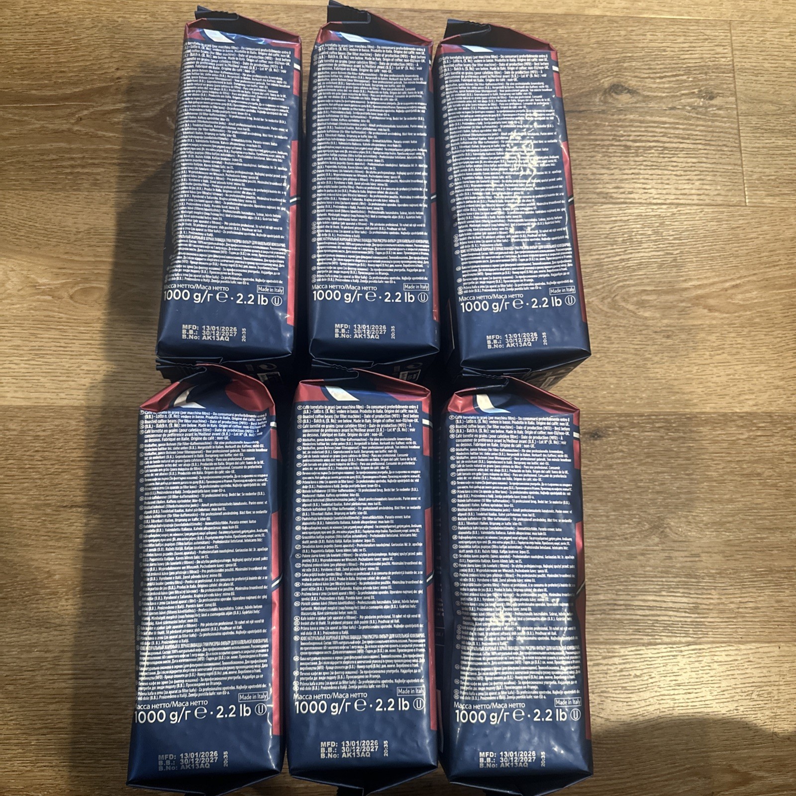 Lavazza Gran Riserva Filtro Whole Bean Coffee Dark Roast 2.2LB Bag, 6 PK