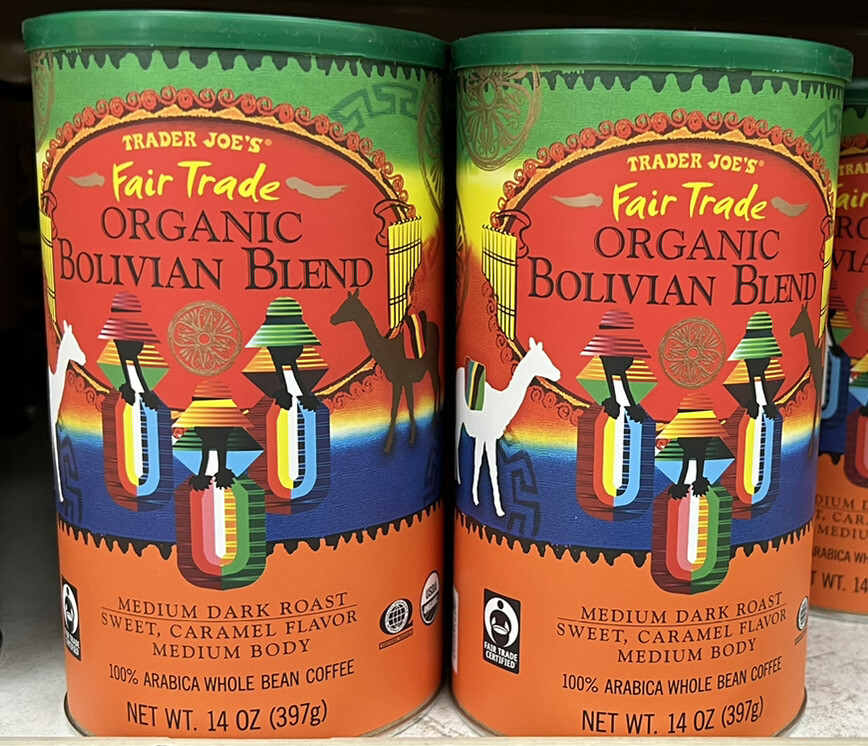 TRADER JOES FAIR TRADE ORGANIC BOLIVIAN BLEND! 2 PACK 14 oz!