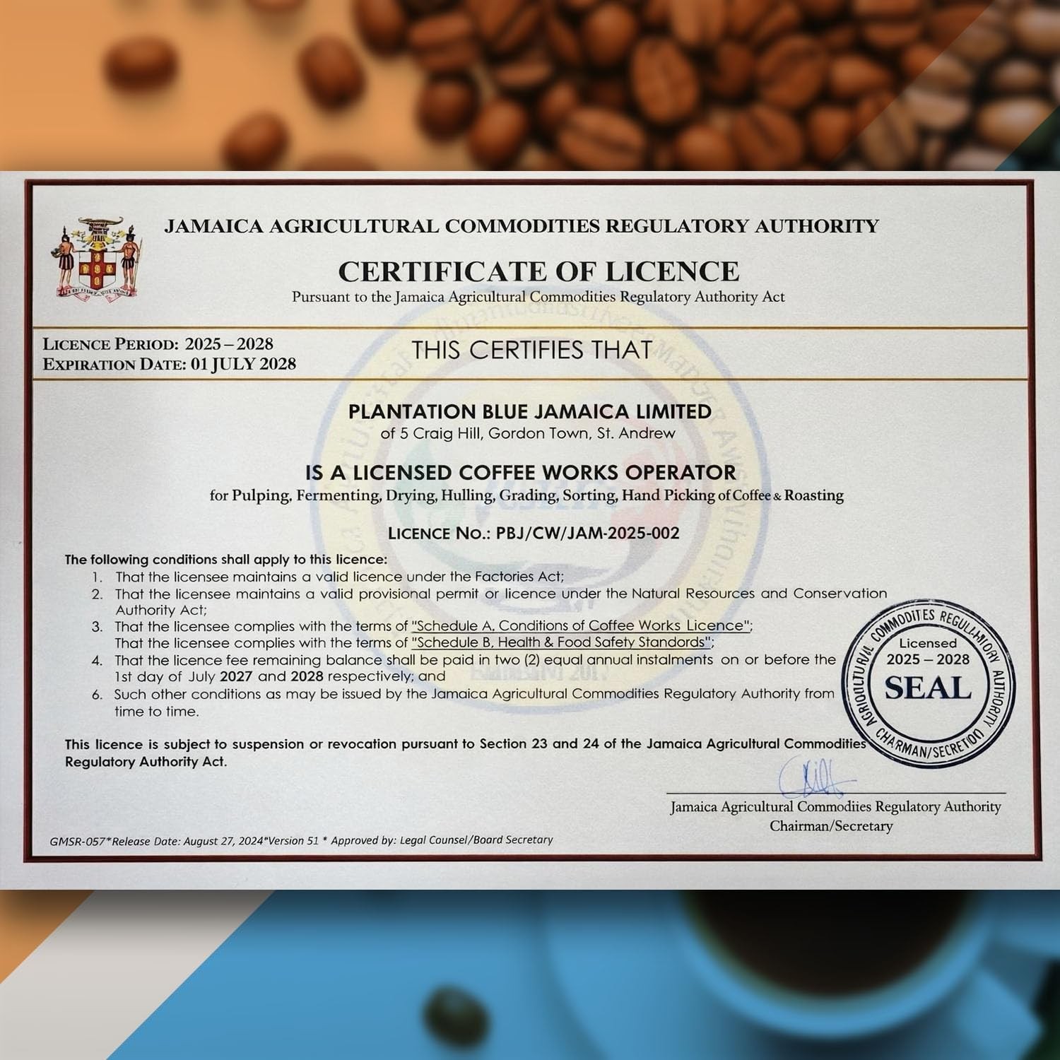 Plantation Blue 100% Blue Mountain Coffee Medium Roast Whole Beans from Jamai…