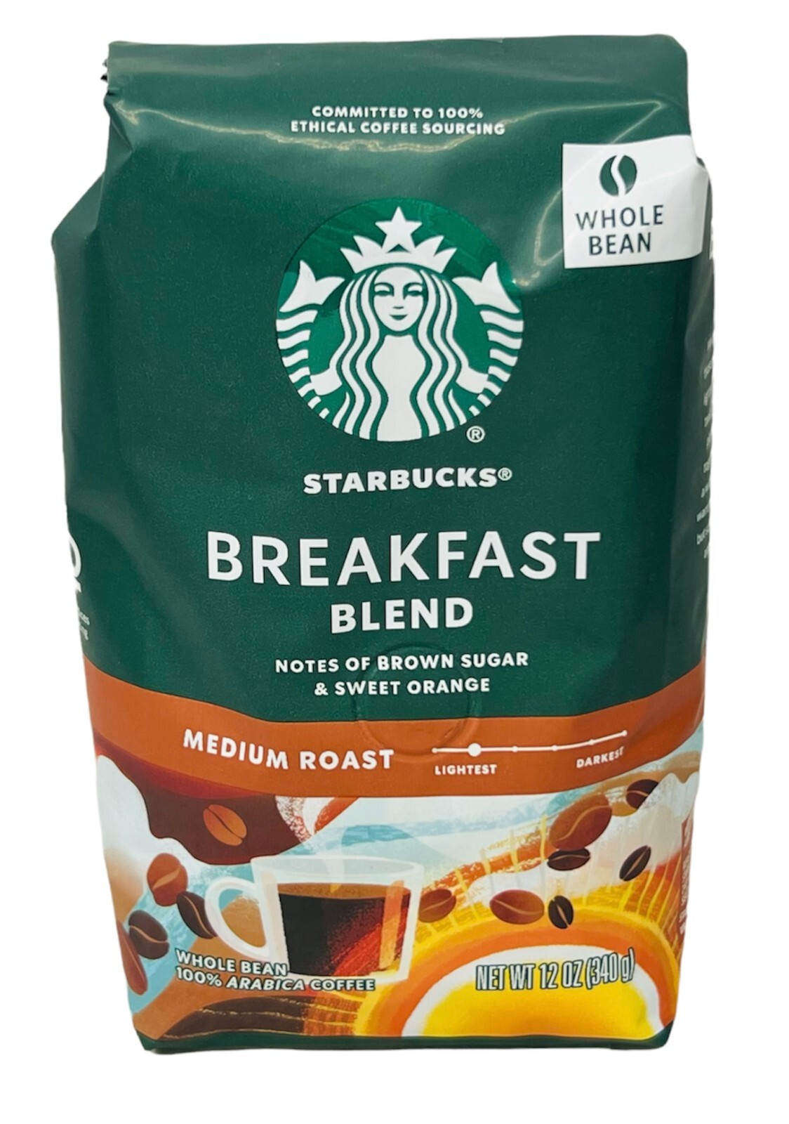 Starbucks Breakfast Blend Whole Bean Medium Roast Coffee 12 oz