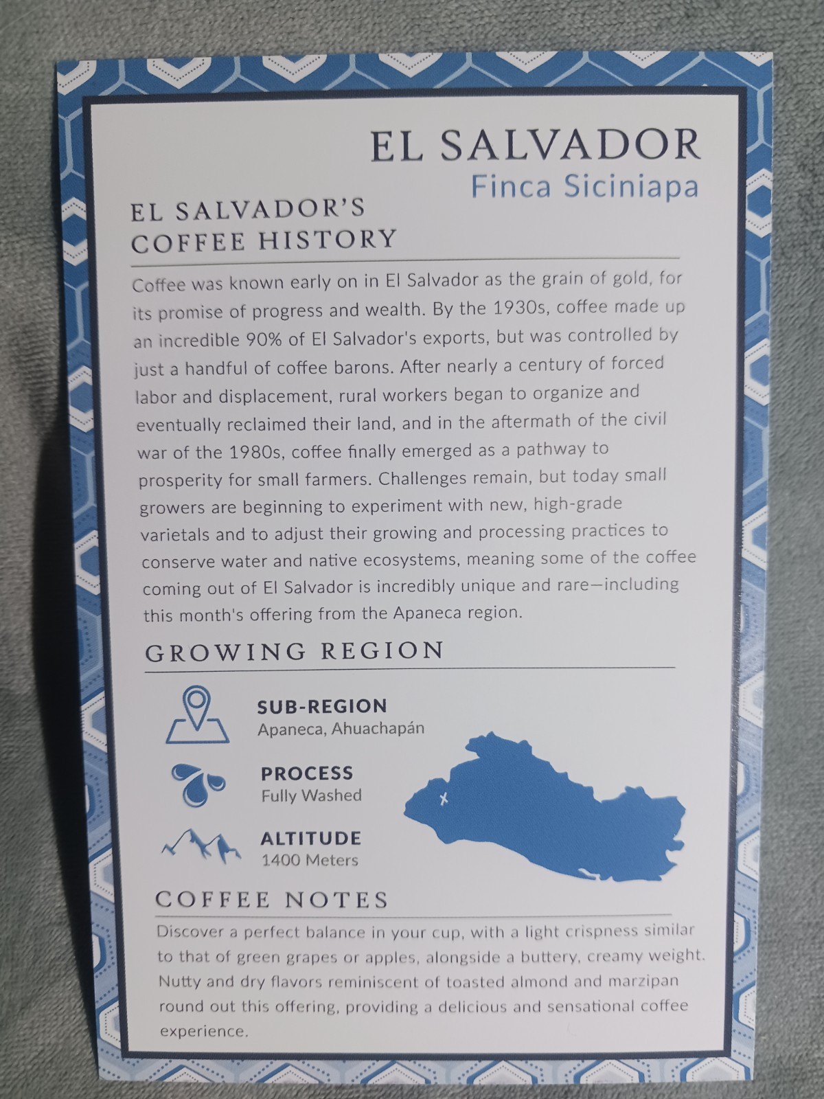 El Salvador DARK Roast whole bean coffee by Atlas Coffee Club