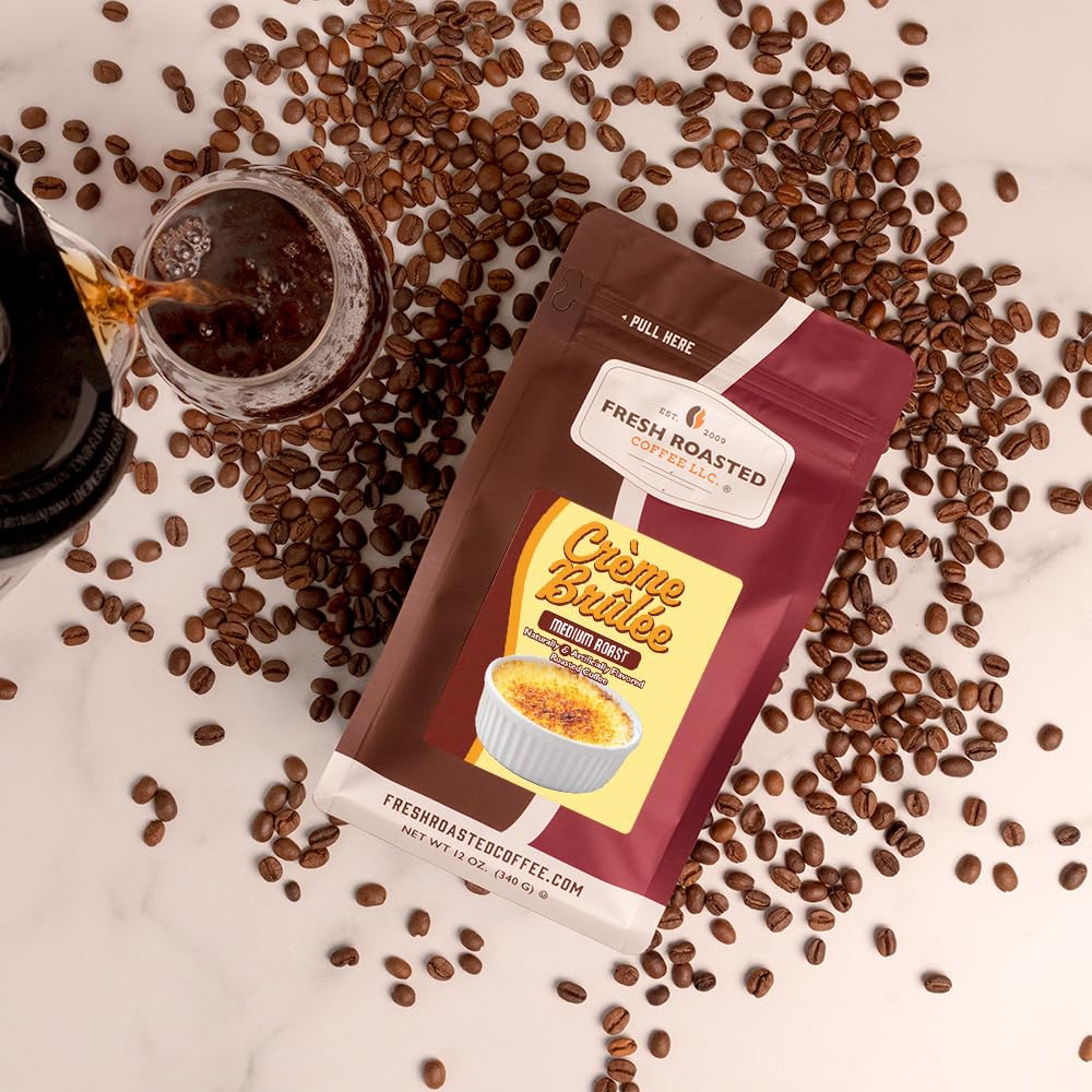 , Crème Brûlée Flavored Whole Bean Coffee, Medium Roast, Kosher, 12 Oz