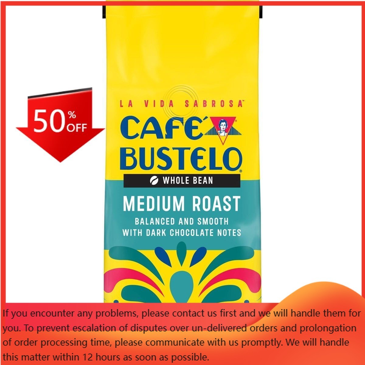 Cafe Bustelo Medium Roast Whole Bean Coffee – 10oz