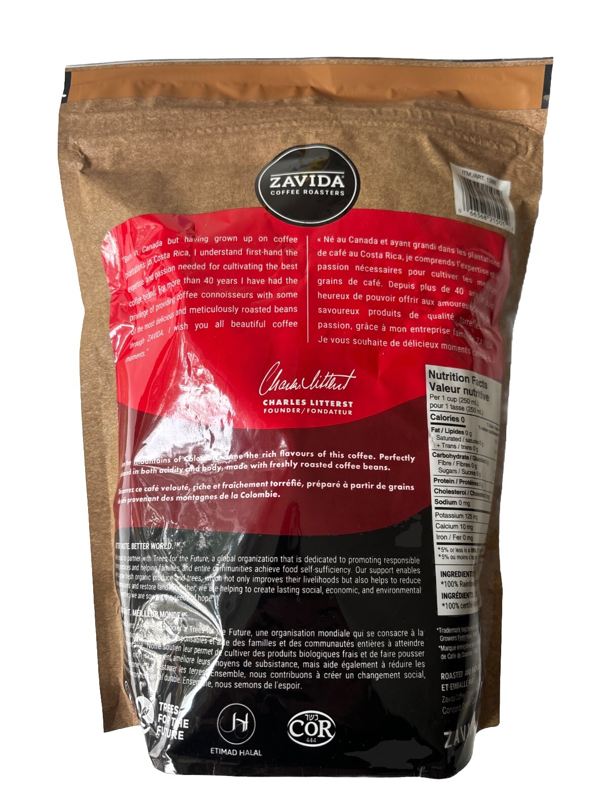 Zavida 100% Colombian Whole Bean Coffee 907 g