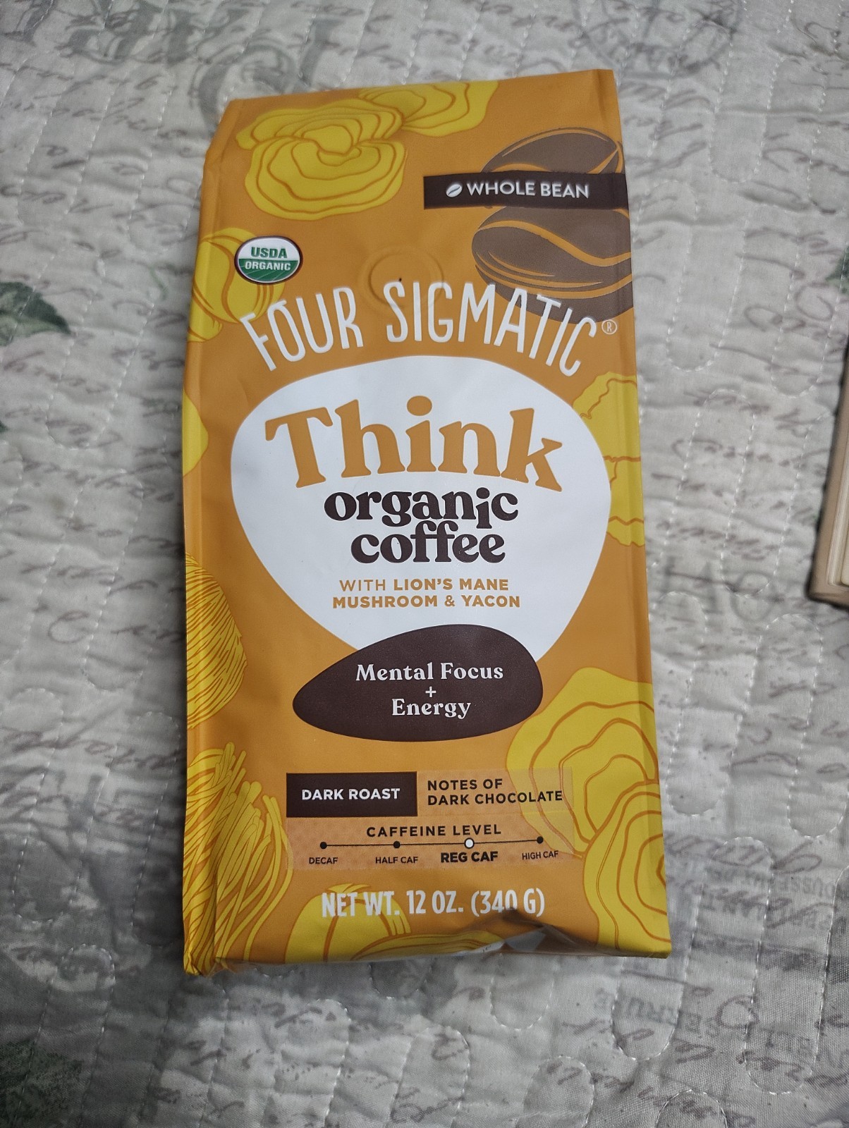 Four Sigmatic Think Organic Coffee Lions Mane Shroom Whole Bean 12oz Exp 07/2026