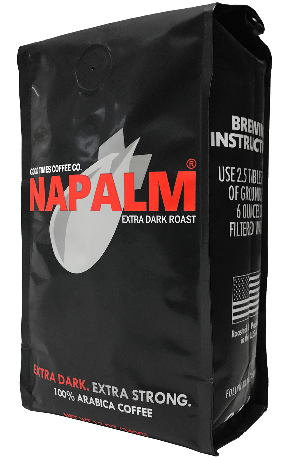 Napalm Coffee, EXTRA DARK ROAST, Ground Bagged Coffee 100% Arabica, 12 Ounce Bag