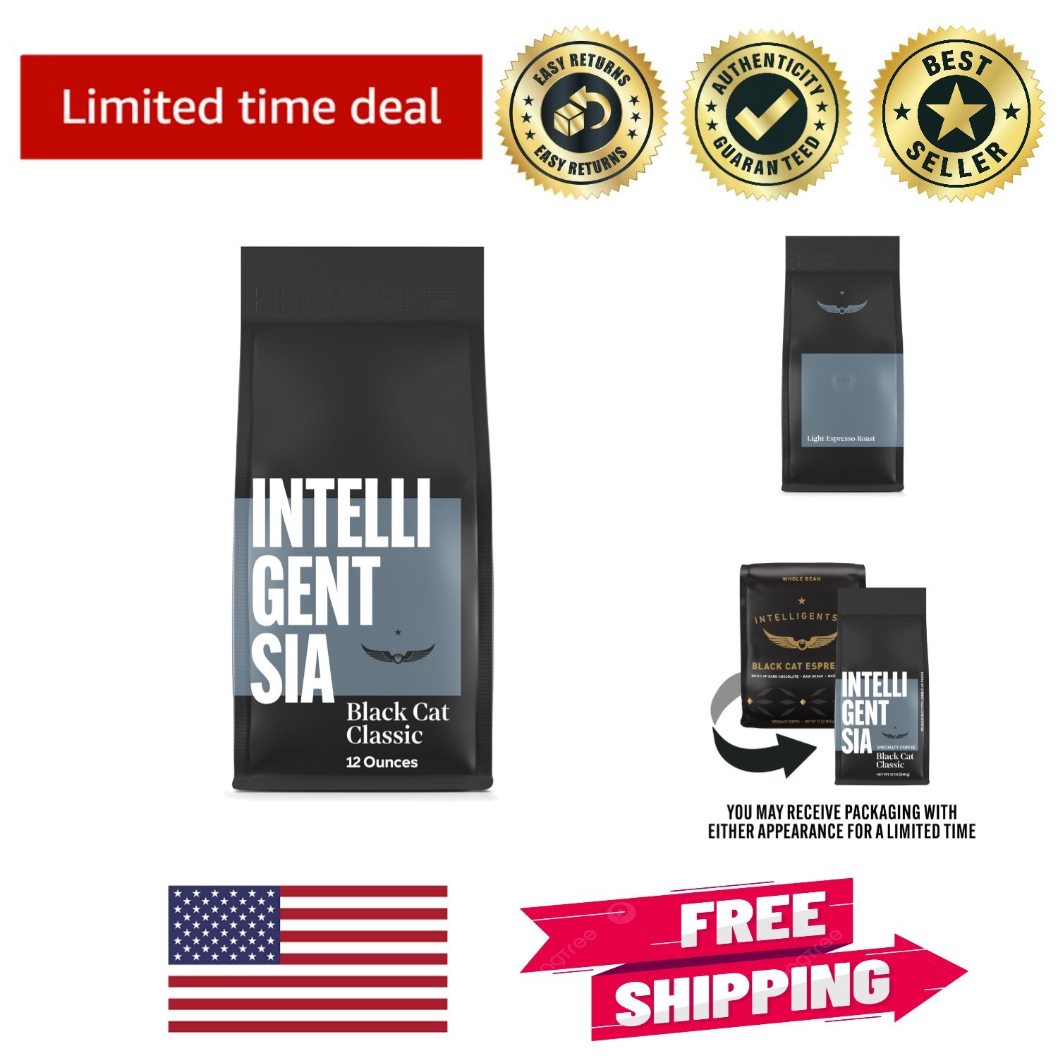 12 Ounce Black Cat Classic Espresso Whole Bean Coffee – Direct Trade Quality