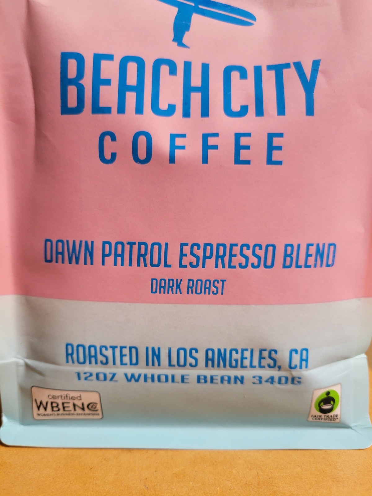 BEACH CITY COFFEE Dawn Patrol Espresso Blend Whole Bean Dark Roast 12oz/340g Bag