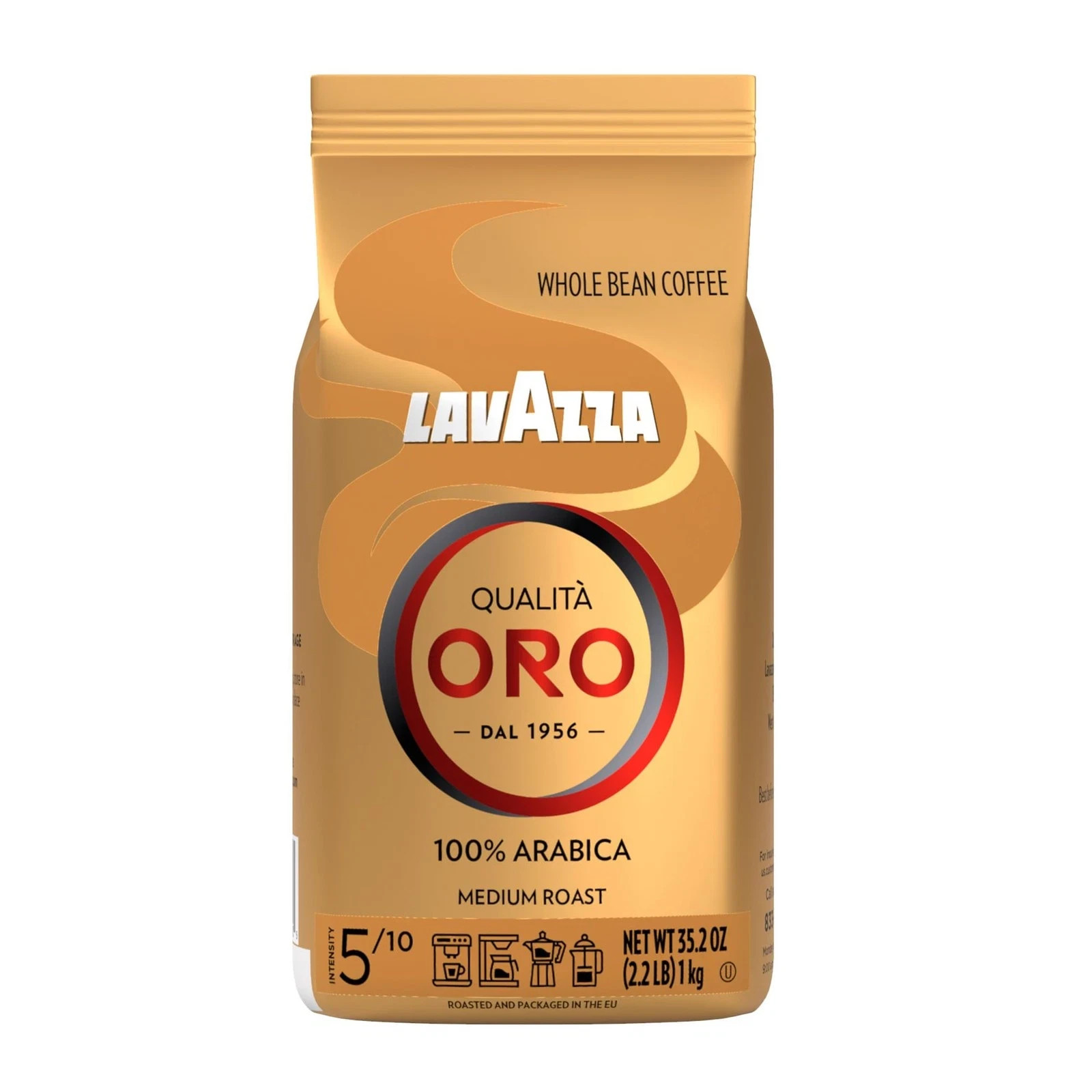 Lavazza Qualitã Oro Whole Bean Blend, Medium Roast, 2.2 Pound (Pack of 1) ,100%